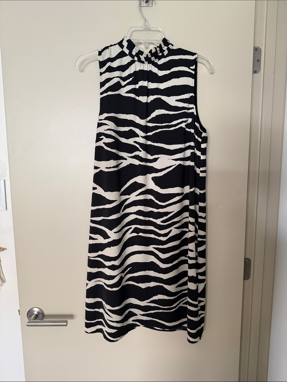 H&M Black & White Zebra-Print Sleeveless Midi Dress